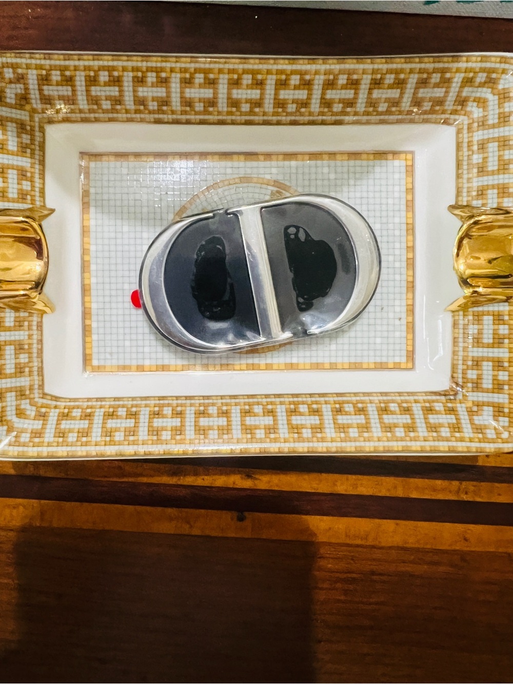 New GWP Dior Silver & Black Leather Phone Holder and Stand.